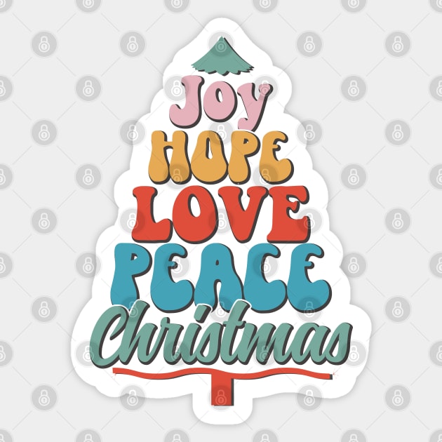 Joy - Hope - Love - Peace- Christmas Sticker by Blended Designs